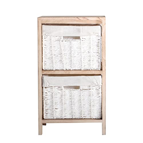 Lastdeco Nachttisch, Holz, Natur/weiß, 30 x 24 x 53 cm von Lastdeco