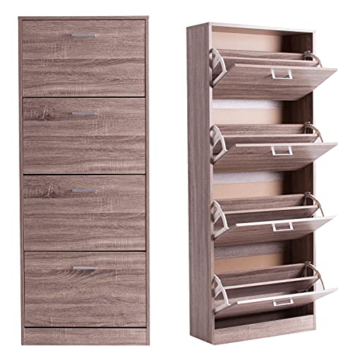 Lastdeco Schuhschrank aus schmalem Holz schuhregal, Holzwerkstoff, braun, 4 Puertas von Lastdeco