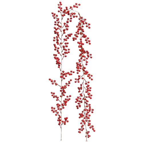 Weihnachtsgirlande, 6ft Flexible künstliche rote Beere Girlande, rote und burgunderfarbene Beere, Plastik Winter für Innenhause im Freien im Außenkamin Winter Holiday Decor von Latebebebe