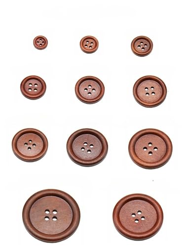 Lationday 30PCs 10-30mm Round Natural Wood Buttons, 4 Holes Sewing Accessories for DIY Projects, Decorative Craft Buttons for Clothes Lationday 30PCs 10-30mm Round Natural Wood Buttons, 4 Holes Sewing Accessories for DIY Projects, Decorative Craft Buttons for Clothes von Lationday