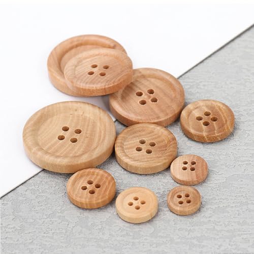 Lationday 30PCs Natural Color Round Piping Camellia Wood Grain Wooden Buttons 10mm-30mm Sewing Accessories Clothes 4 Holes Button Lationday 30PCs Natural Color Round Piping Camellia Wood Grain Wooden Buttons 10mm-30mm Sewing Accessories Clothes 4 Holes Button von Lationday