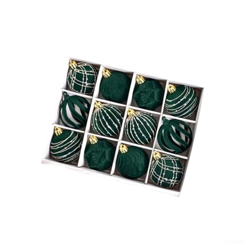 12 Stück Weihnachtsbaumschmuck aus Kunststoff mit hohler Samtstruktur zum Dekorieren von Urlaubsbäumen und saisonalen Displays (grün) von LatoYard