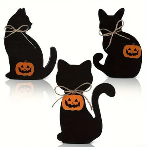 3 schwarze Katzendekorationen aus Holz für Halloween und Herbst, geeignet für saisonale Heim- und Veranstaltungsdisplays 3 schwarze Katzendekorationen aus Holz für Halloween und Herbst, geeignet für saisonale Heim- und Veranstaltungsdisplays von LatoYard