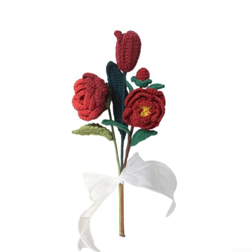 Bezauberndes Blumenarrangement aus Baumwollfaden, auffällig, handgefertigt, Rosendekor-Artikel (B) von LatoYard