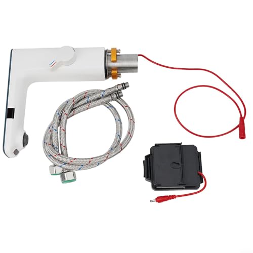 Deckmontage für Smart Sensor Waschbeckenarmatur mit digitalem Display, Warm- und Kaltwasser-Mischbatterie mit Keramikventil und massiver Messingkonstruktion (weiß) von LatoYard