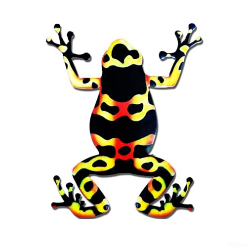 Garten Hof Metall Frosch Dekoration für den Außenbereich, Metallstatue mit einzigartigem Art-Deco-Stil für Wand oder Terrasse (Gelb2) von LatoYard