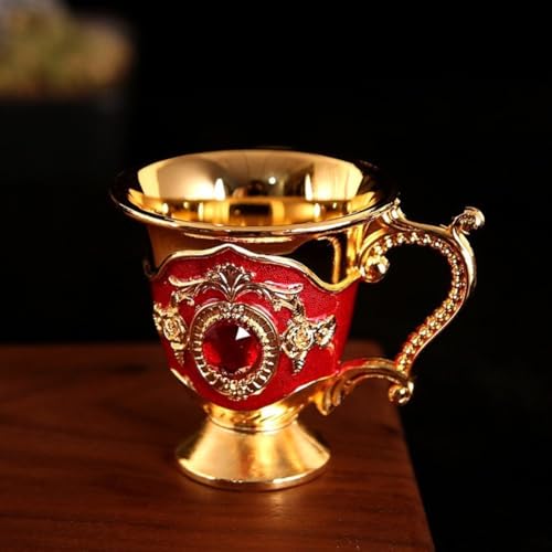 Handgefertigter Retro-Metallkelch für Tee und Spirituosen, charmante Heimdekoration (goldrot) von LatoYard