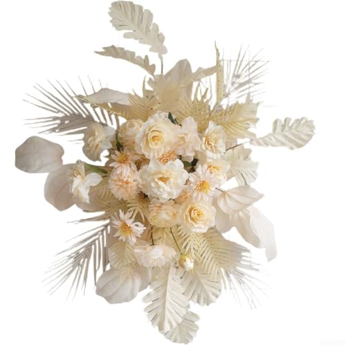 Hochzeits-Blumendekoration mit einem künstlichen Blumenarrangement mit Blättern, entworfen, um Raffinesse und eine natürliche Ästhetik in Veranstaltungen und Feiern zu bringen (gelb) von LatoYard