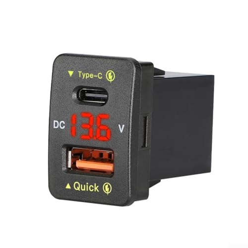 Kfz-Ladegerät Steckdose 36W mit Quick Charge 3 0 und genauer Spannungsanzeige für Zuverlässigkeit (rotes Licht) von LatoYard