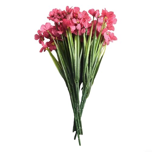 Künstliche Heim- und Gartendekoration 6 Blumensträuße aus violetten Blumen für den Außenbereich, Hochzeits- und Restaurantdekoration (Rosenrot) von LatoYard