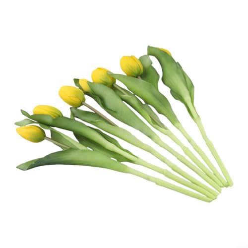Künstliches Tulpenbündel mit 7 Blumen für Hochzeiten, Büro, Wohnzimmer und Veranstaltung (gelb) von LatoYard