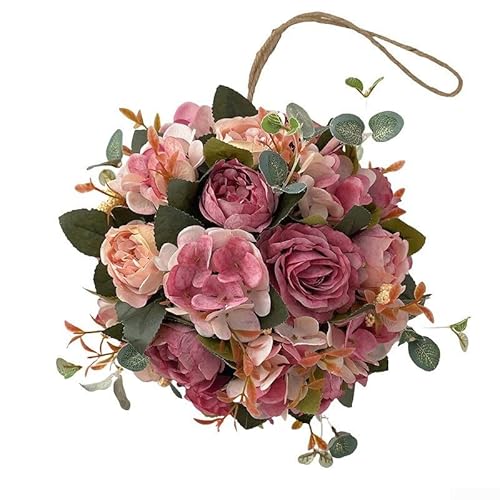 Kunstblumen-Hängekugeln, Durchmesser 20 cm, für Hochzeit und Zuhause, entworfen, um verschiedene Innenbereiche mit Stil zu verschönern (Deep Rosy) von LatoYard