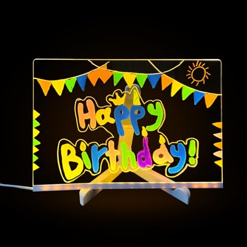 LED-Acryl-Schalttafel mit 7 bunten Schreibstiften, perfekt für Kinder zum Zeichnen und für Büro-Erinnerungen (mittel) von LatoYard