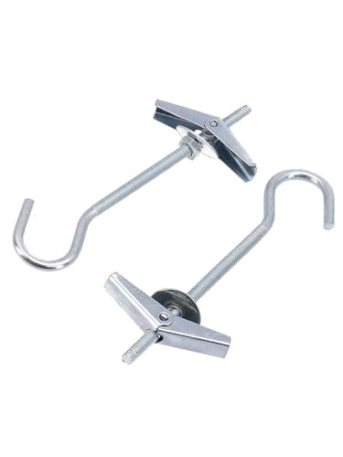 LatoYard 2 x Swag-Haken, Deckenhaken, silber-weiß, 2 Stück, 90 mm, verzinkte Stahlhaken, Organisation, Pflanzenaufhängung, universibel, langlebige Büsche, Staubsaugerfilter, Roboter-Staubsauger von LatoYard