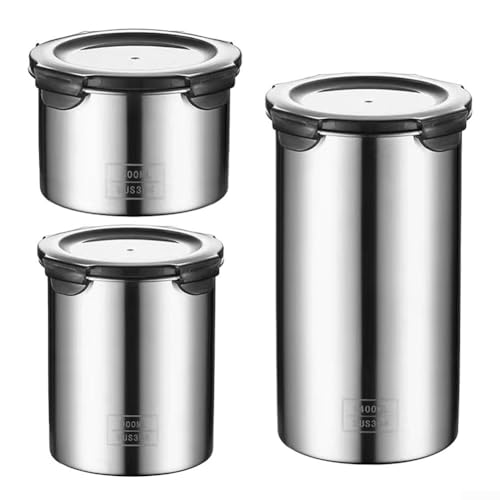 Lebensmittelbehälter aus Edelstahl für die Küche, mit Vakuumdichtung und Silikondichtungsverschluss, um trockene Zutaten frisch und geschützt zu halten (500 ml) von LatoYard