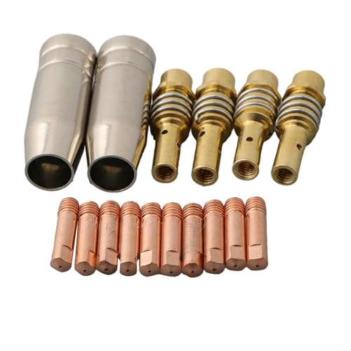 MIG Welding MB15 15AK Consumables Kontaktspitzen, 16-teiliges Set, inklusive Schutzdüsen und Halterungen für Riland, Mitech und andere Marken (0,6 mm) von LatoYard
