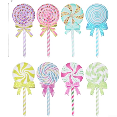 Rustikales Willkommensschild aus Holz mit Bonbonmotiven für den Außenbereich Rasen und Garten Weihnachtsdekoration (One) von LatoYard