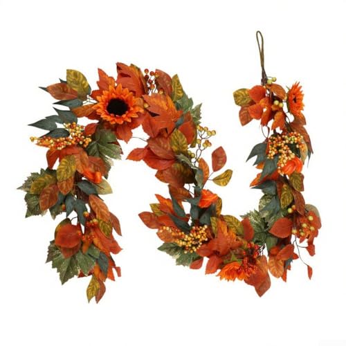 Saisonale flexible Rebendekoration mit herbstlichen Ahornblättern für Halloween Thanksgiving Weihnachten, Kunststoffmaterial für wiederholten Gebrauch (1,8 m (1,8 m) von LatoYard