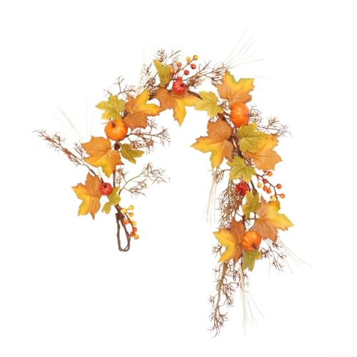 Seidenstoff Blatt Kürbis Rebe Girlande für Herbst und Halloween Dekorationen, künstliche Girlande verschönert festliches Zuhause und Event Ambiente Seidenstoff Blatt Kürbis Rebe Girlande für Herbst und Halloween Dekorationen, künstliche Girlande verschönert festliches Zuhause und Event Ambiente von LatoYard