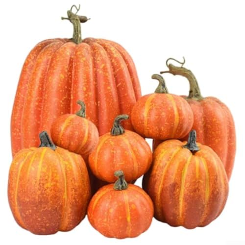 Set mit 7 künstlichen Kürbisdekorationen für Herbst und Halloween-Party, leichte Schaumstoff-Kürbisse für Thanksgiving-Tisch und saisonale Anzeige Set mit 7 künstlichen Kürbisdekorationen für Herbst und Halloween-Party, leichte Schaumstoff-Kürbisse für Thanksgiving-Tisch und saisonale Anzeige von LatoYard