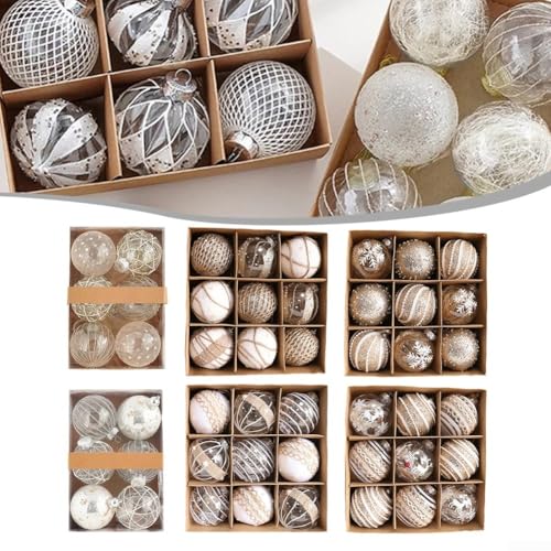 Weihnachtskugel-Set aus Kunststoff, 38,1 cm, 8 cm, für Baum- und Event-Dekoration, lebendige Weihnachtskugeln mit Haken, geeignet für Zuhause und Party, 8 cm (Original D 8 cm9) von LatoYard