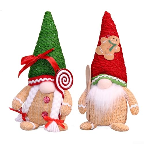 Weihnachtswichtel, Dekoration mit Biscuitmen-Teigkörper und Lutscher-Detail für Tischplatte und Regal, 2 Stück Weihnachtswichtel, Dekoration mit Biscuitmen-Teigkörper und Lutscher-Detail für Tischplatte und Regal, 2 Stück von LatoYard