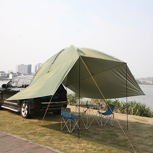 Outdoor Camping Auto Heckklappe Baldachin Schattenzelt Auto Pavillon Zelt Großes Auto Heckzelt SUV Markise für Sonnenschutz von Latourreg