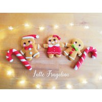Lebkuchenmann-Kekse Aus Filz, Lebkuchenmann-Familie, Weihnachtsschmuck, Filzkekse, Weihnachtskekse, Lebkuchen, Kekse, Weihnachten von LatteFragolina