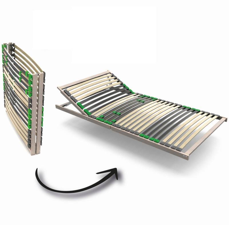 Lattenrost Lattenrost 80x200 cm verstellbares Kopfteil FERTIG MONTIERT - 7 Zonen, Lattenrost2go, Kopfteil manuell verstellbar, Fußteil nicht verstellbar, fertig montiert, Kopfteil und Härtegrad einstellbar, Duo-Kappen von Lattenrost2go