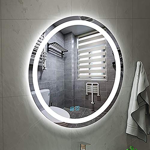 Runder LED Badezimmerspiegel Wandspiegel für Badezimmer, LED-Großkreisspiegel Moderner Kosmetikspiegel Mit Dimmbarer Funktion, Durchmesser: 50 cm, 60 cm, 70 cm, 80 cm von Lattice shop Badspiegel