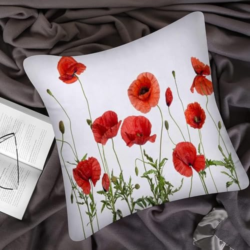 Latwerio 3D Kissenbezug 40x40 cm Anlage Mikrofaser Kissenbezüge Mohnblume Dekorative Kissenbezug Kissenhülle 2er Set für Sofa Couch Auto Schlafzimmer Zuhause Outdoor Deko Pillowcase 2 Stück D668 von Latwerio
