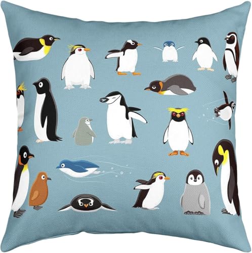 Latwerio 3D Kissenbezug 40x80 cm Pinguin Mikrofaser Kissenbezüge Tier Dekorative Kissenbezug Kissenhülle 2er Set für Sofa Couch Auto Schlafzimmer Zuhause Outdoor Deko Pillowcase 2 Stück B130 von Latwerio