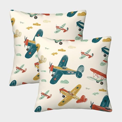 Latwerio 3D Kissenbezug 65x65 cm Junge Mikrofaser Kissenbezüge Flugzeug Dekorative Kissenbezug Kissenhülle 2er Set für Sofa Couch Auto Schlafzimmer Zuhause Outdoor Deko Pillowcase 2 Stück D900 von Latwerio