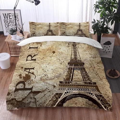 Bettwäsche 140x200 Paris, Winter Weiche Mikrofaser Bettwäsche-Set Paris Bettbezug und 2 Kissenbezug 80x80 cm, 3 teilig Bettwaren 3D Bettbezüge Set G391 von Latwerio