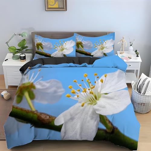 Bettwäsche 150x200 Blumen, Winter Weiche Mikrofaser Bettwäsche-Set Blumen Bettbezug und 2 Kissenbezug 80x80 cm, 3 teilig Bettwaren 3D Bettbezüge Set ##2722 von Latwerio