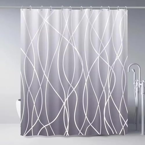 Duschvorhang Weiße Linien 3D Duschvorhang Antischimmel 200x200 cm Abstrakt Kreativ Badezimmer Vorhang Wasserdicht Duschvorhänge Waschbar Bad Vorhäng für Badewanne mit 12 Haken V1049 Duschvorhang Weiße Linien 3D Duschvorhang Antischimmel 200x200 cm Abstrakt Kreativ Badezimmer Vorhang Wasserdicht Duschvorhänge Waschbar Bad Vorhäng für Badewanne mit 12 Haken V1049 von Latwerio