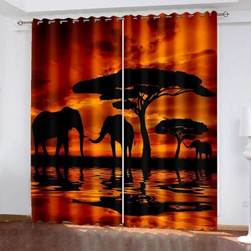 Latwerio 3D Drucken Gardinen Afrika Tiere Wohnzimmer Vorhänge, Afrika Tiere Vorhang Blickdicht Ösen Wärmeisolierend Gardine, Schlafzimmer Deko Curtain 2 Stücke 132 x 160 cm BxH q2775 Latwerio 3D Drucken Gardinen Afrika Tiere Wohnzimmer Vorhänge, Afrika Tiere Vorhang Blickdicht Ösen Wärmeisolierend Gardine, Schlafzimmer Deko Curtain 2 Stücke 132 x 160 cm BxH q2775 von Latwerio