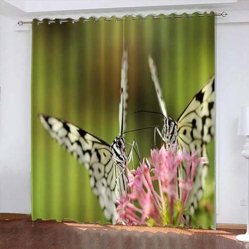 Latwerio 3D Drucken Gardinen Blumenschmetterling Wohnzimmer Vorhänge, Blumenschmetterling Vorhang Blickdicht Ösen Wärmeisolierend Gardine, Schlafzimmer Deko Curtain 2 Stücke 110 x 215 cm BxH w9172 Latwerio 3D Drucken Gardinen Blumenschmetterling Wohnzimmer Vorhänge, Blumenschmetterling Vorhang Blickdicht Ösen Wärmeisolierend Gardine, Schlafzimmer Deko Curtain 2 Stücke 110 x 215 cm BxH w9172 von Latwerio
