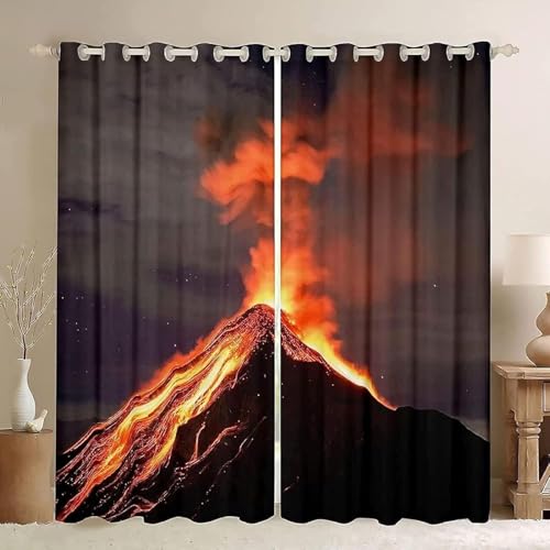 Latwerio 3D Drucken Gardinen Vulkan Wohnzimmer Vorhänge, Vulkan Vorhang Blickdicht Ösen Wärmeisolierend Gardine, Schlafzimmer Deko Curtain 2 Stücke 75 x 166 cm BxH q22 Latwerio 3D Drucken Gardinen Vulkan Wohnzimmer Vorhänge, Vulkan Vorhang Blickdicht Ösen Wärmeisolierend Gardine, Schlafzimmer Deko Curtain 2 Stücke 75 x 166 cm BxH q22 von Latwerio