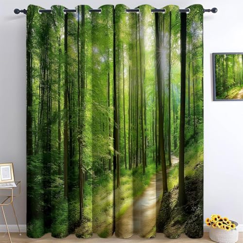 Latwerio 3D Drucken Gardinen Waldlandschaft Wohnzimmer Vorhänge, Waldlandschaft Vorhang Blickdicht Ösen Wärmeisolierend Gardine, Schlafzimmer Deko Curtain 2 Stücke 132 x 160 cm BxH e2795 Latwerio 3D Drucken Gardinen Waldlandschaft Wohnzimmer Vorhänge, Waldlandschaft Vorhang Blickdicht Ösen Wärmeisolierend Gardine, Schlafzimmer Deko Curtain 2 Stücke 132 x 160 cm BxH e2795 von Latwerio