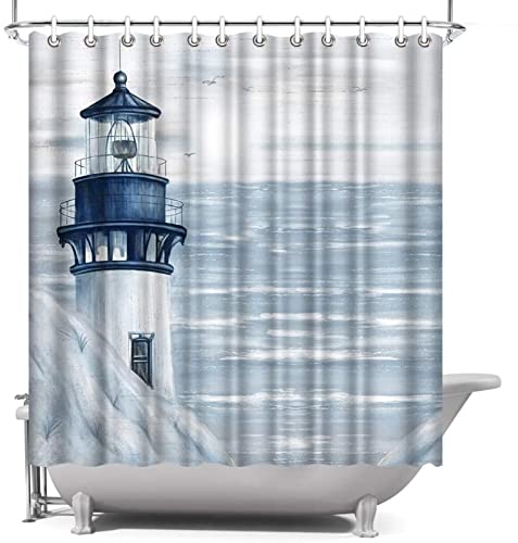 Latwerio 3D Duschvorhang 120x180 Leuchtturm Duschvorhänge Antischimmel Wasserdicht Badevorhang Leuchtturm Duschrollo für Badewanne Dusche Shower Curtains, 8 Duschvorhang Ringe Latwerio 3D Duschvorhang 120x180 Leuchtturm Duschvorhänge Antischimmel Wasserdicht Badevorhang Leuchtturm Duschrollo für Badewanne Dusche Shower Curtains, 8 Duschvorhang Ringe von Latwerio