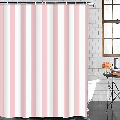 Latwerio 3D Duschvorhang 120x180 Rosa Streifen Duschvorhänge Antischimmel Wasserdicht Badevorhang Rosa Streifen Duschrollo für Badewanne Dusche Shower Curtains, 8 Duschvorhang Ringe von Latwerio