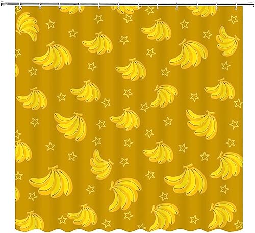 Latwerio 3D Duschvorhang 120x200 Banane Duschvorhänge Antischimmel Wasserdicht Badevorhang Banane Duschrollo für Badewanne Dusche Shower Curtains, 8 Duschvorhang Ringe von Latwerio