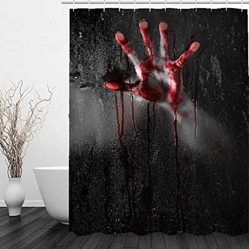 Latwerio 3D Duschvorhang 120x200 Horror Blutige Hände Duschvorhänge Antischimmel Wasserdicht Badevorhang Horror Blutige Hände Duschrollo für Badewanne Dusche Shower Curtains, 8 Duschvorhang Ringe von Latwerio