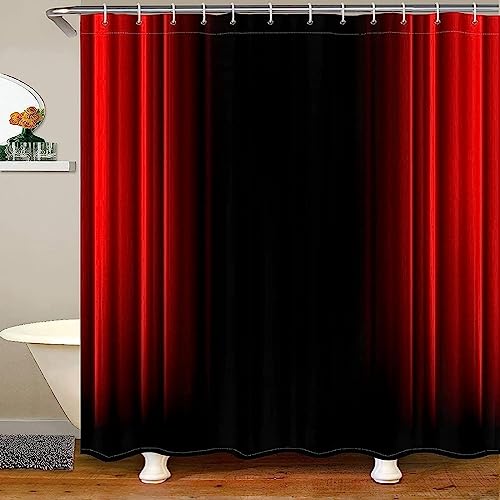 Latwerio 3D Duschvorhang 120x200 Rot Schwarz Duschvorhänge Antischimmel Wasserdicht Badevorhang Rot Schwarz Duschrollo für Badewanne Dusche Shower Curtains, 8 Duschvorhang Ringe von Latwerio