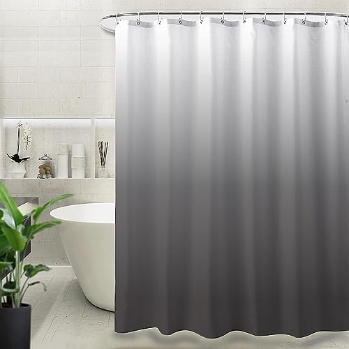 Latwerio 3D Duschvorhang 180x200 Grau Duschvorhänge Antischimmel Wasserdicht Badevorhang Grau Duschrollo für Badewanne Dusche Shower Curtains, 12 Duschvorhang Ringe von Latwerio