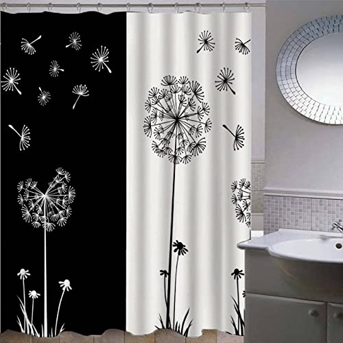 Latwerio 3D Duschvorhang 180x200 Löwenzahn Duschvorhänge Antischimmel Wasserdicht Badevorhang Löwenzahn Duschrollo für Badewanne Dusche Shower Curtains, 12 Duschvorhang Ringe von Latwerio