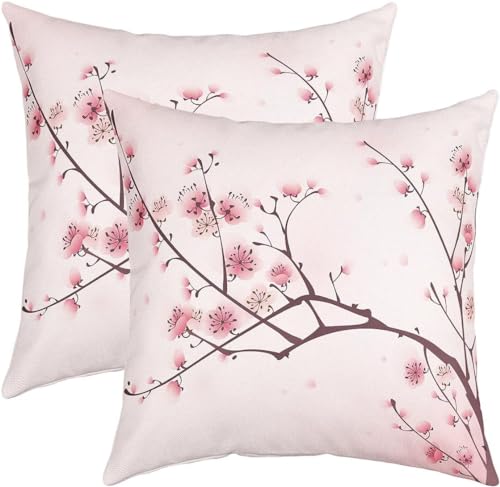 Latwerio 3D Kissenbezug 40x40 cm Japan Mikrofaser Kissenbezüge Kirschblüten Dekorative Kissenbezug Kissenhülle 2er Set für Sofa Couch Auto Schlafzimmer Zuhause Outdoor Deko Pillowcase 2 Stück A1226 von Latwerio