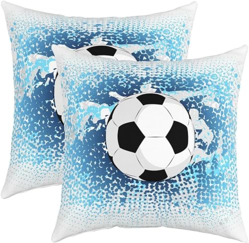 Latwerio 3D Kissenbezug 40x60 cm Fußball Mikrofaser Kissenbezüge Ball Dekorative Kissenbezug Kissenhülle 2er Set für Sofa Couch Auto Schlafzimmer Zuhause Outdoor Deko Pillowcase 2 Stück A1614 von Latwerio