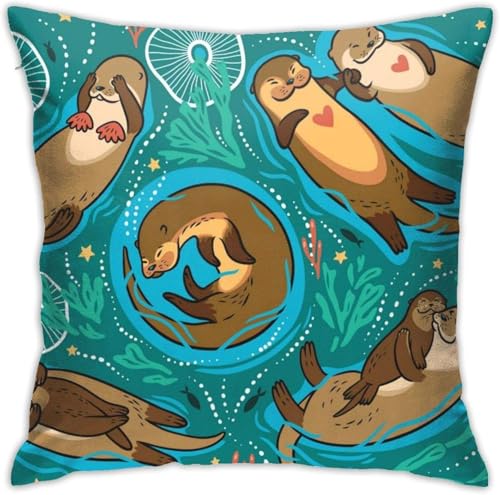 Latwerio 3D Kissenbezug 40x60 cm Otter Mikrofaser Kissenbezüge Tier Dekorative Kissenbezug Kissenhülle 2er Set für Sofa Couch Auto Schlafzimmer Zuhause Outdoor Deko Pillowcase 2 Stück B318 von Latwerio